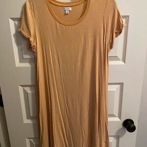 Tan Flutter Sleeve Mini T-Shirt Dress